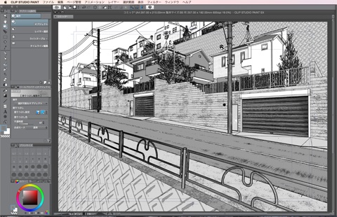 漫画・イラスト背景用3D素材「丘の住宅」(CLIP STUDIO用 3Dオブジェクト)