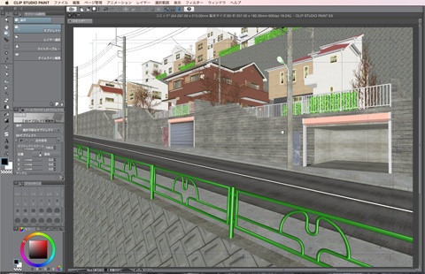漫画・イラスト背景用3D素材「丘の住宅」(CLIP STUDIO用 3Dオブジェクト)