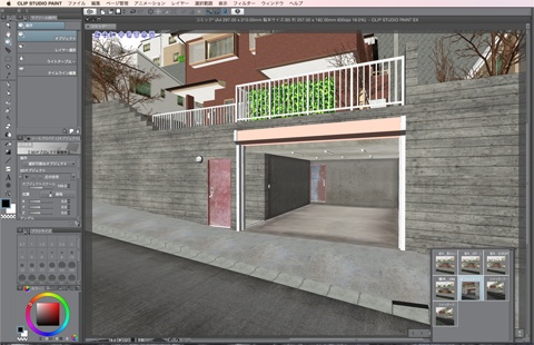 漫画・イラスト背景用3D素材「丘の住宅」(CLIP STUDIO用 3Dオブジェクト)