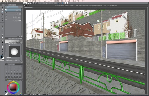 漫画・イラスト背景用3D素材「丘の住宅」(CLIP STUDIO用 3Dオブジェクト)