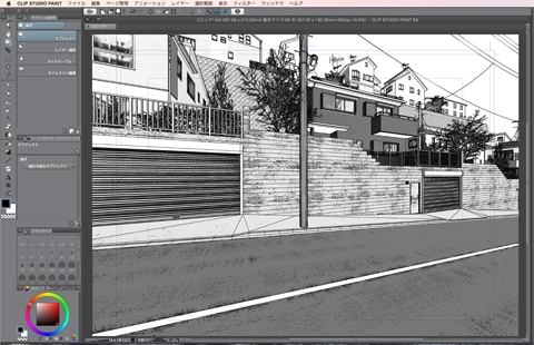 漫画・イラスト背景用3D素材「丘の住宅」(CLIP STUDIO用 3Dオブジェクト)