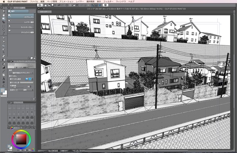 漫画・イラスト背景用3D素材「丘の住宅」(CLIP STUDIO用 3Dオブジェクト)