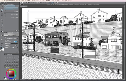 漫画・イラスト背景用3D素材「丘の住宅」(CLIP STUDIO用 3Dオブジェクト)