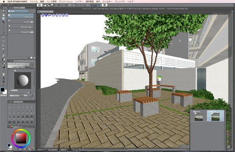 漫画・イラスト背景用3D素材「マンション1」(CLIP STUDIO用 3Dオブジェクト)