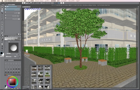 漫画・イラスト背景用3D素材「マンション1」(CLIP STUDIO用 3Dオブジェクト)