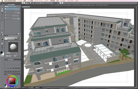 漫画・イラスト背景用3D素材「マンション1」(CLIP STUDIO用 3Dオブジェクト)