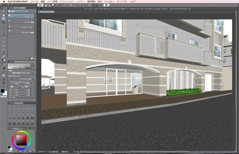 漫画・イラスト背景用3D素材「マンション1」(CLIP STUDIO用 3Dオブジェクト)
