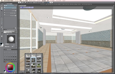 漫画・イラスト背景用3D素材「マンション1」(CLIP STUDIO用 3Dオブジェクト)