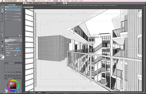漫画・イラスト背景用3D素材「マンション1」(CLIP STUDIO用 3Dオブジェクト)