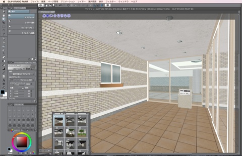 漫画・イラスト背景用3D素材「マンション1」(CLIP STUDIO用 3Dオブジェクト)