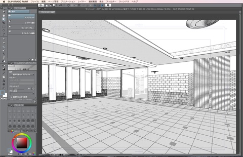 漫画・イラスト背景用3D素材「マンション1」(CLIP STUDIO用 3Dオブジェクト)