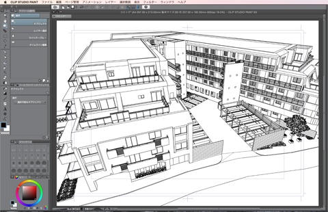 漫画・イラスト背景用3D素材「マンション1」(CLIP STUDIO用 3Dオブジェクト)