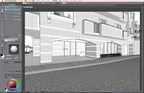 漫画・イラスト背景用3D素材「マンション1」(CLIP STUDIO用 3Dオブジェクト)