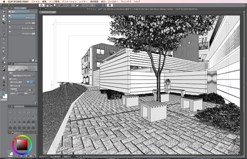 漫画・イラスト背景用3D素材「マンション1」(CLIP STUDIO用 3Dオブジェクト)