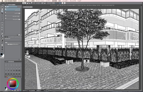 漫画・イラスト背景用3D素材「マンション1」(CLIP STUDIO用 3Dオブジェクト)