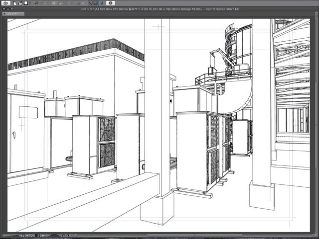 漫画・イラスト背景用3D素材「ビル屋上」(CLIP STUDIO用 3Dオブジェクト)