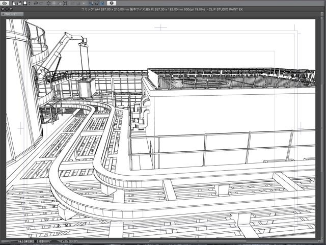 漫画・イラスト背景用3D素材「ビル屋上」(CLIP STUDIO用 3Dオブジェクト)