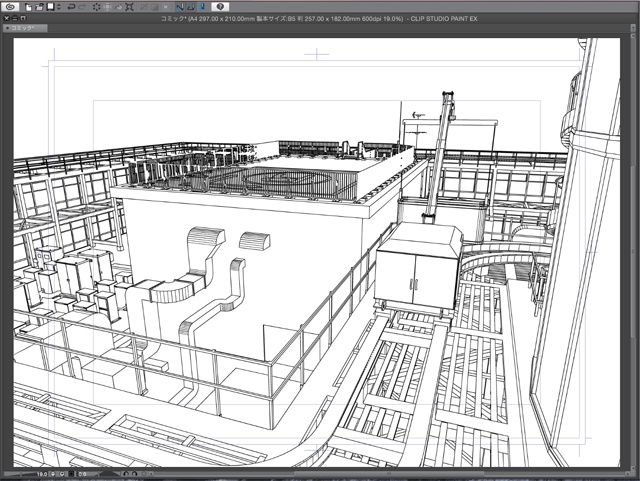 漫画・イラスト背景用3D素材「ビル屋上」(CLIP STUDIO用 3Dオブジェクト)