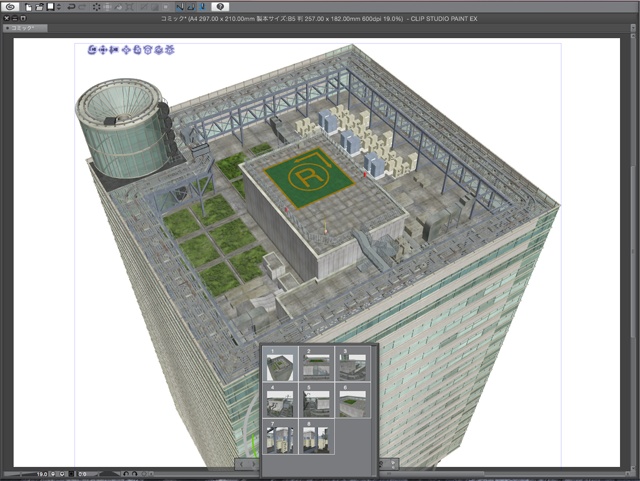 漫画・イラスト背景用3D素材「ビル屋上」(CLIP STUDIO用 3Dオブジェクト)