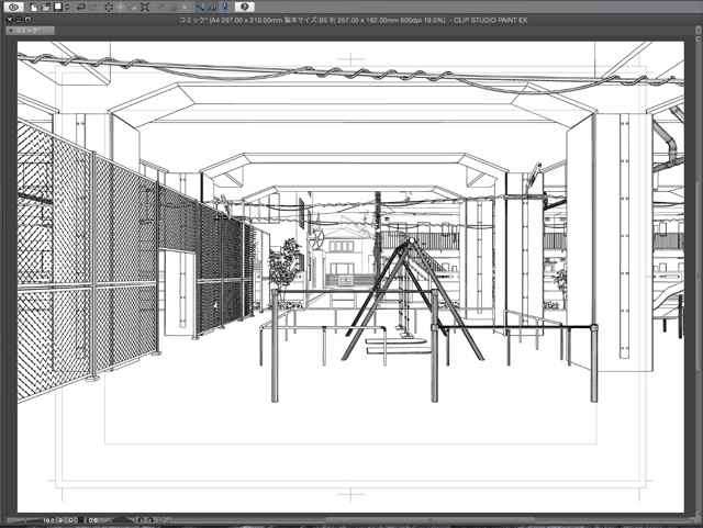 漫画背景用3D素材_「高架下公園」(CLIP STUDIO用 3Dオブジェクト)