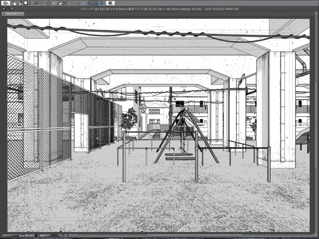 漫画背景用3D素材_「高架下公園」(CLIP STUDIO用 3Dオブジェクト)