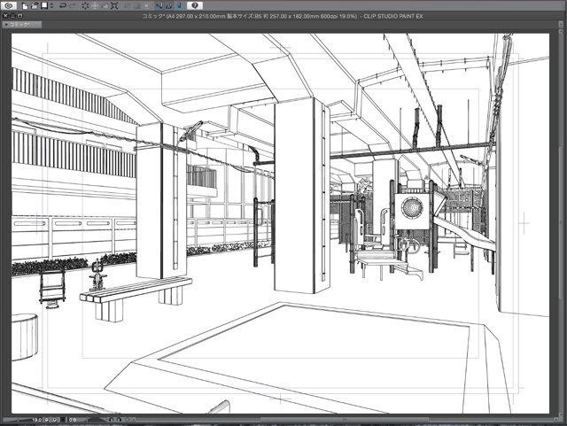 漫画背景用3D素材_「高架下公園」(CLIP STUDIO用 3Dオブジェクト)