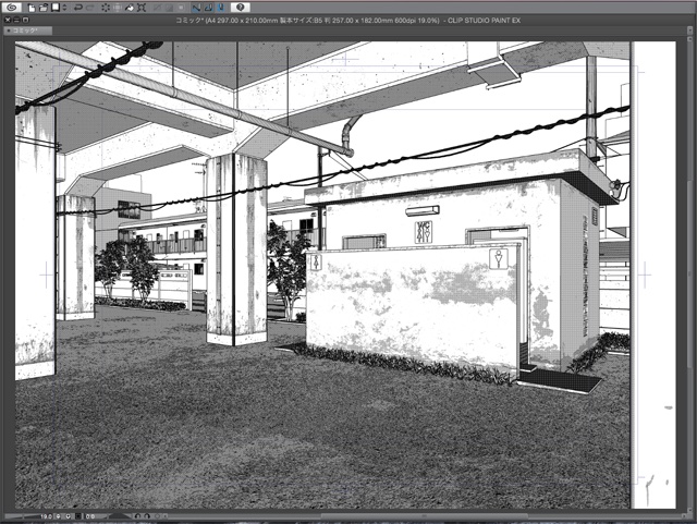 漫画背景用3D素材_「高架下公園」(CLIP STUDIO用 3Dオブジェクト)