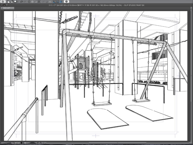 漫画背景用3D素材_「高架下公園」(CLIP STUDIO用 3Dオブジェクト)