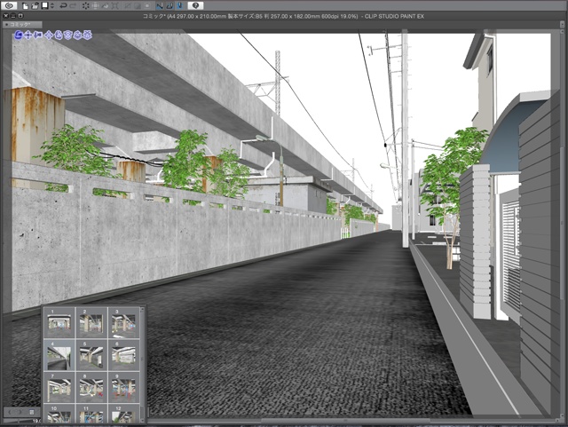 漫画背景用3D素材_「高架下公園」(CLIP STUDIO用 3Dオブジェクト)