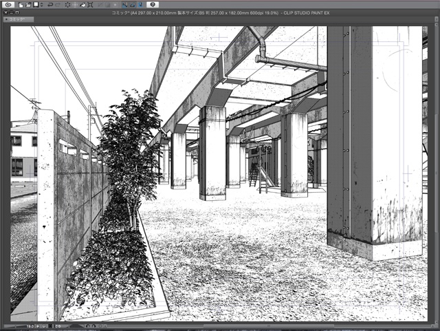 漫画背景用3D素材_「高架下公園」(CLIP STUDIO用 3Dオブジェクト)