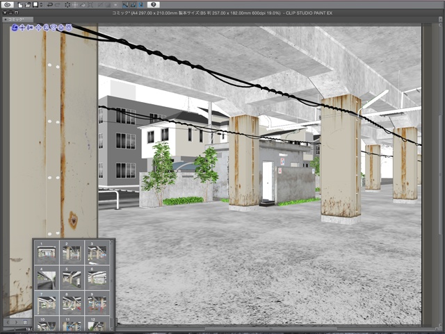 漫画背景用3D素材_「高架下公園」(CLIP STUDIO用 3Dオブジェクト)