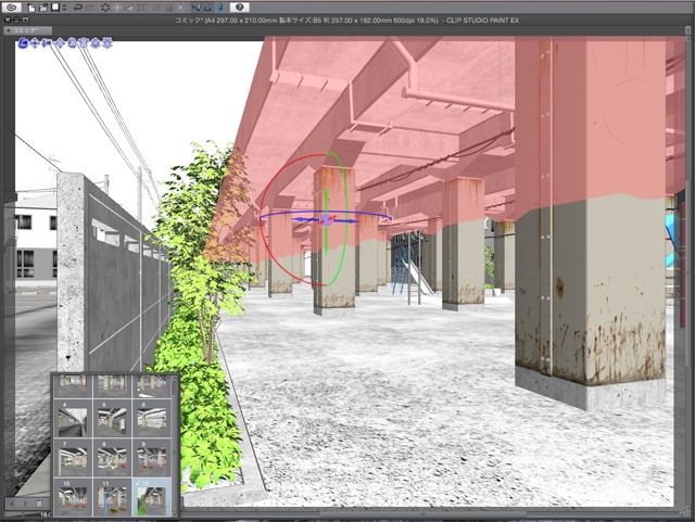 漫画背景用3D素材_「高架下公園」(CLIP STUDIO用 3Dオブジェクト)