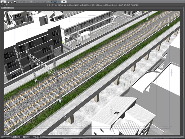漫画背景用3D素材_「高架下公園」(CLIP STUDIO用 3Dオブジェクト)