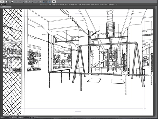 漫画背景用3D素材_「高架下公園」(CLIP STUDIO用 3Dオブジェクト)