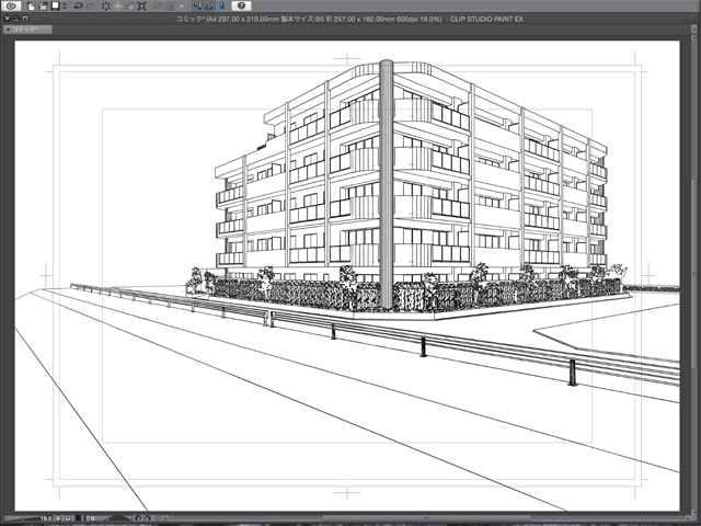 漫画・イラスト背景用3D素材「マンション2」(CLIP STUDIO用 3Dオブジェクト)