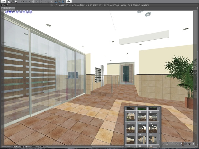 漫画・イラスト背景用3D素材「マンション2」(CLIP STUDIO用 3Dオブジェクト)