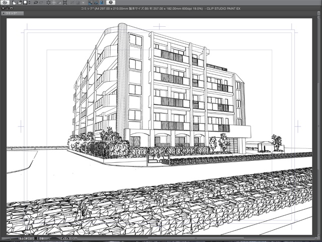 漫画・イラスト背景用3D素材「マンション2」(CLIP STUDIO用 3Dオブジェクト)