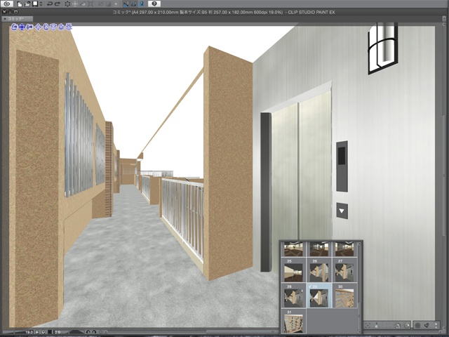 漫画・イラスト背景用3D素材「マンション2」(CLIP STUDIO用 3Dオブジェクト)