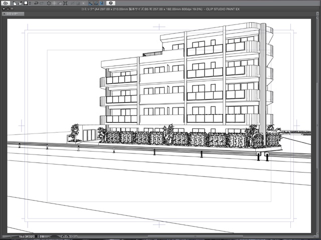 漫画・イラスト背景用3D素材「マンション2」(CLIP STUDIO用 3Dオブジェクト)