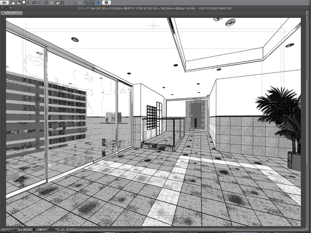 漫画・イラスト背景用3D素材「マンション2」(CLIP STUDIO用 3Dオブジェクト)