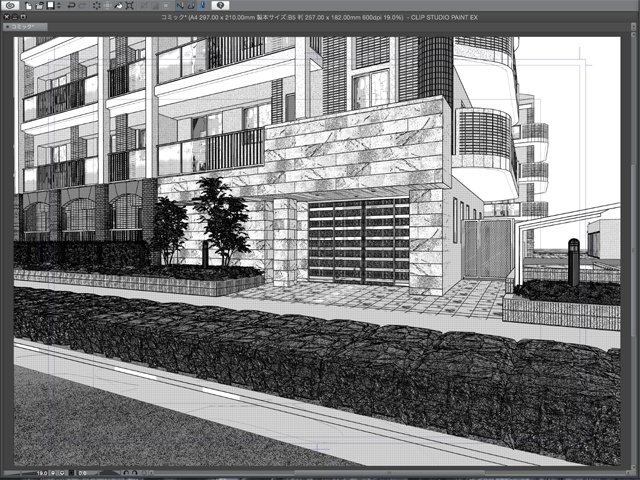漫画・イラスト背景用3D素材「マンション2」(CLIP STUDIO用 3Dオブジェクト)
