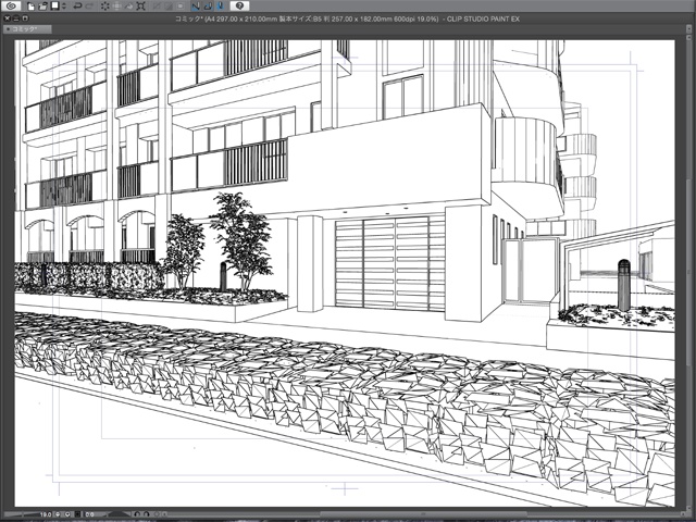 漫画・イラスト背景用3D素材「マンション2」(CLIP STUDIO用 3Dオブジェクト)