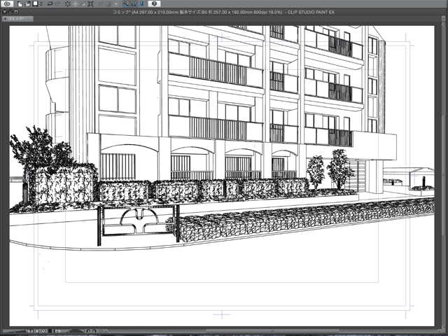 漫画・イラスト背景用3D素材「マンション2」(CLIP STUDIO用 3Dオブジェクト)