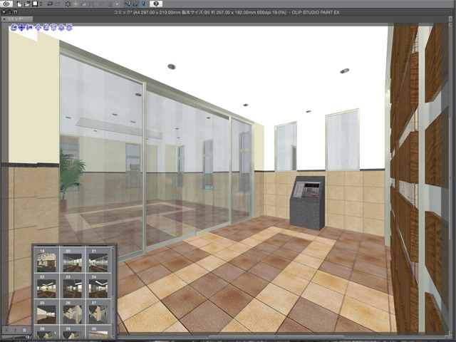 漫画・イラスト背景用3D素材「マンション2」(CLIP STUDIO用 3Dオブジェクト)
