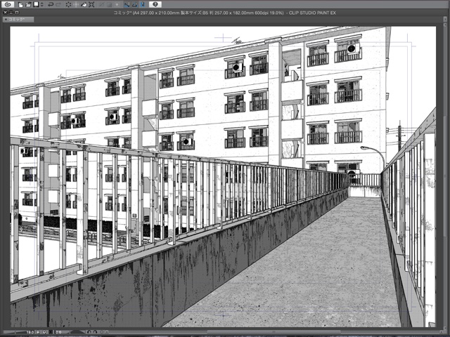 漫画背景用3D素材_「公団住宅Aと給水塔」(CLIP STUDIO用 3Dオブジェクト)