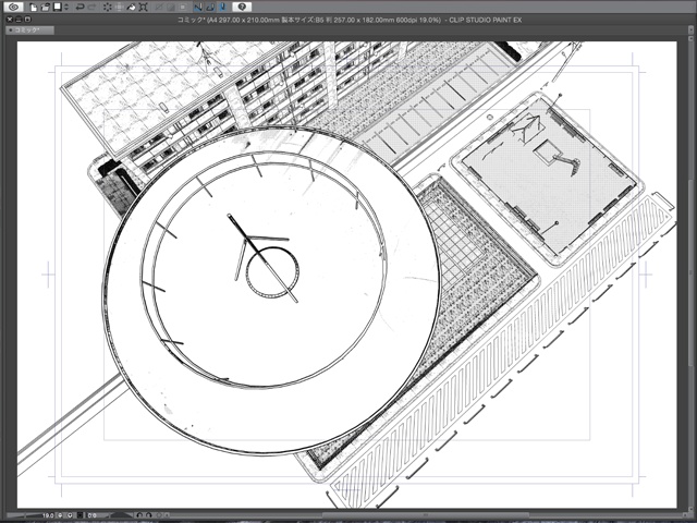 漫画背景用3D素材_「公団住宅Aと給水塔」(CLIP STUDIO用 3Dオブジェクト)