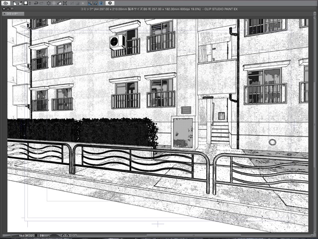 漫画背景用3D素材_「公団住宅Aと給水塔」(CLIP STUDIO用 3Dオブジェクト)