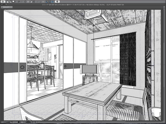 漫画背景用3D素材_「公団住宅Aの室内」(CLIP STUDIO用 3Dオブジェクト)