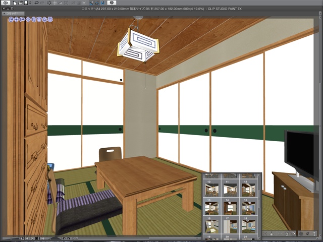 漫画背景用3D素材_「公団住宅Aの室内」（CLIP STUDIO用 3Dオブジェクト） 3ds-e-factory BOOTH