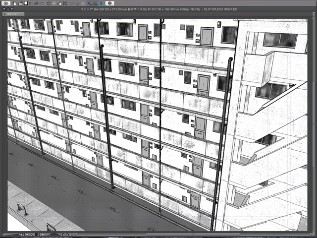 漫画背景用3D素材_「公団住宅B」(CLIP STUDIO用 3Dオブジェクト)
